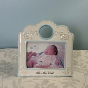 DEMDACO Nat & Jules Bless This Child Ceramic Baby 4x6 Picture Frame Nursery